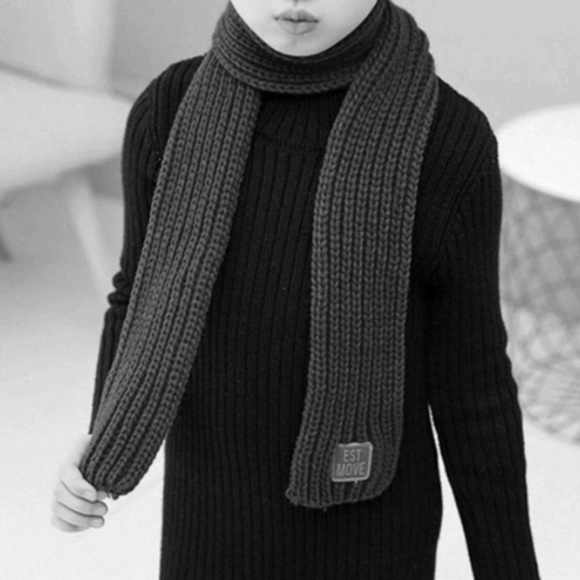 Solid Beige Soft Kitted Kids Children's Scarf Wrap - Picture 5 of 6